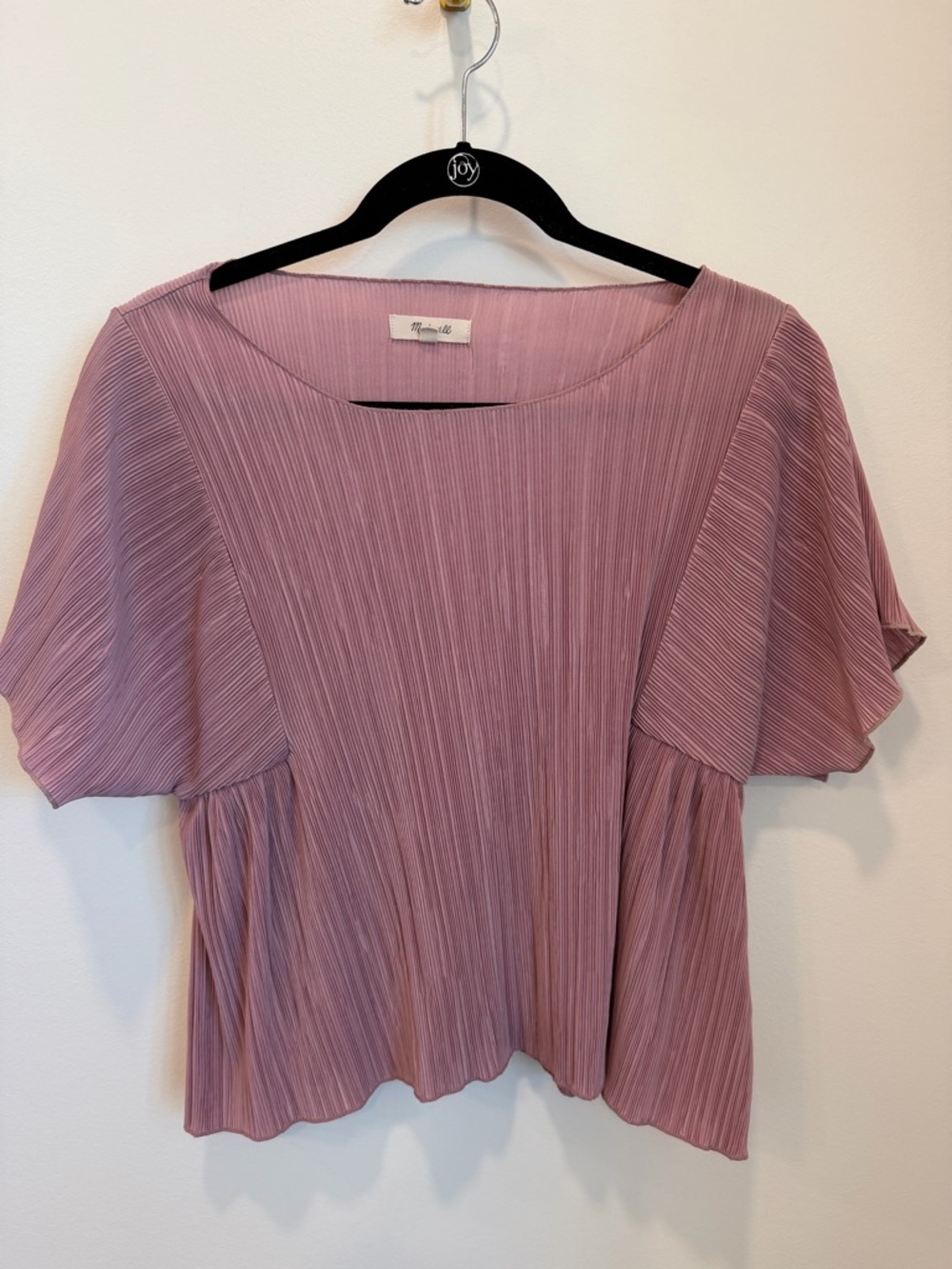Madewell Women's Small Micropleat Short Sleeve Top Pink Rose Peplum Spring Bloom